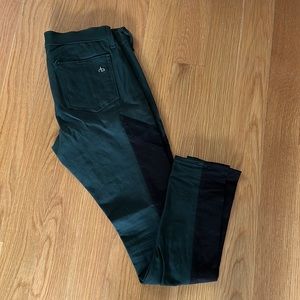 Rag & Bone Forest Green and Black Leather Detail Pants 27